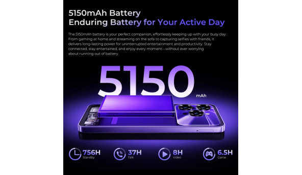 Смартфон Oukitel C6 5G 6.8" HD+ /8GB/256GB/ Dimensity 6300 /5150mAh/ 50+5Мп / Black