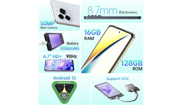 Смартфон Oukitel C65 6.7" HD+ /4GB/128GB/ T606 /5150mAh/ 50+8Мп/ Gold