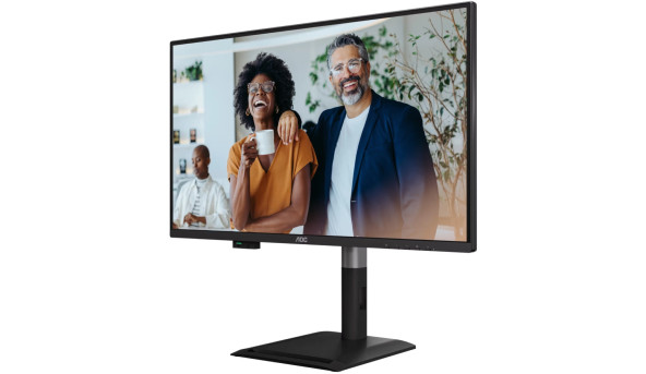 TFT 27" AOC Q27P4CV, QHD, IPS, 120Hz, HDMI, DP, USB-C, RJ-45, USB-hub, HAS, Pivot, колонки, чорний