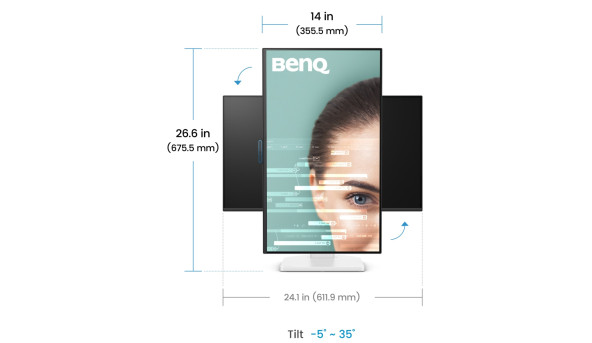TFT 27" BenQ GW2790TC, IPS, 144Hz, HDMI, DP, USB-C, HAS, Pivot, колонки, білий
