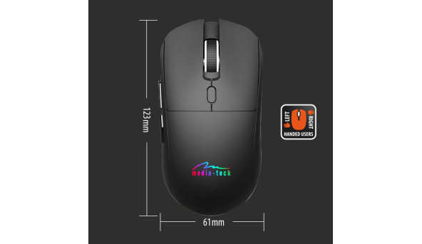 Мишка Media-Tech MT1124, бездротова Bluetooth+2.4G, 3200dpi., 5кн., Silent, чорна