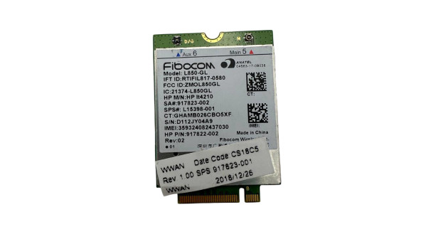 4G модем   Fibocom L850-GL LTE TDD 4G Card   917822-002 Б/У