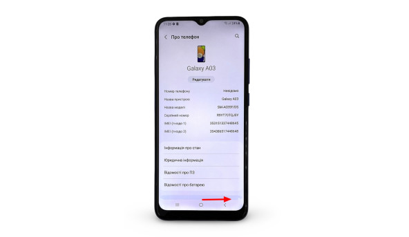 Смартфон Samsung Galaxy SM-A035F A03 3/32 GB Unisoc Tiger T606 Android 13 [PLS 6.5"] - Б/В