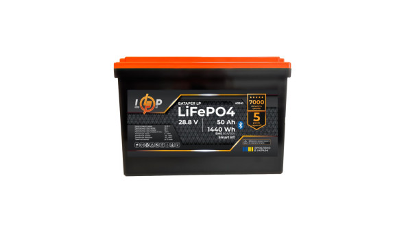 Акумулятор LP LiFePO4 28,8V (9S) - 50 Ah (1440Wh) (BMS 80A/50А) пластик Smart BT
