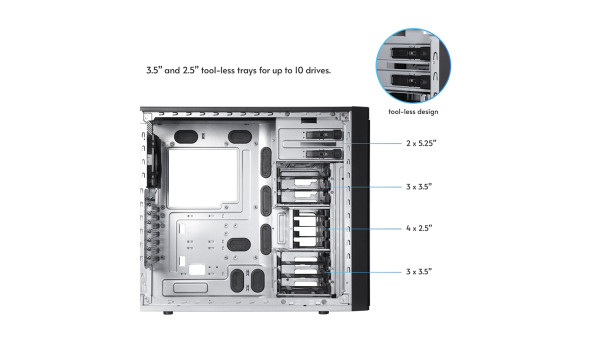 Корпус Chieftec UNI BW-01B-OP, без БЖ, 1x USB Type C, 1 x USB3.0, ATX, Black