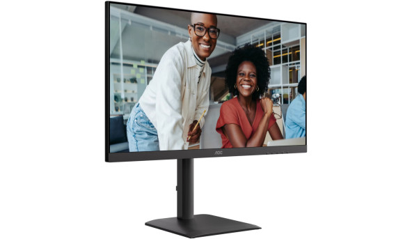 TFT 27" AOC U27E4CV, 4K UHD, IPS, 2xHDMI, DP, USB-C, RJ-45, USB hub, HAS, Pivot, кол., чорний