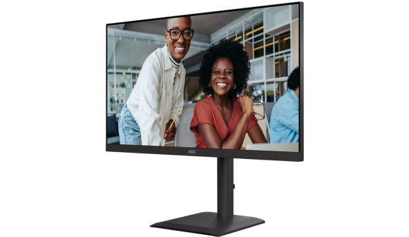 TFT 27" AOC U27E4CV, 4K UHD, IPS, 2xHDMI, DP, USB-C, RJ-45, USB hub, HAS, Pivot, кол., чорний
