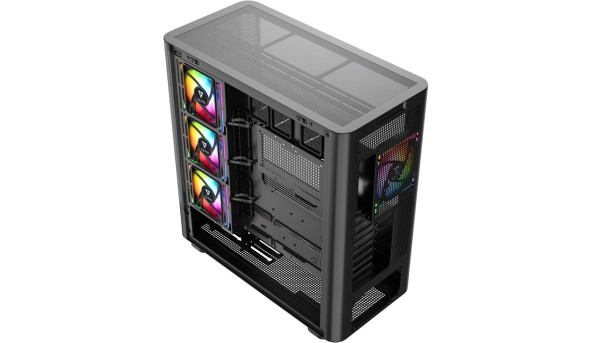 Корпус Modecom VOLCANO AQ500 ARGB MIDI FRONT LCD 6,2”, 4x120mm fans BLACK без БЖ ATX