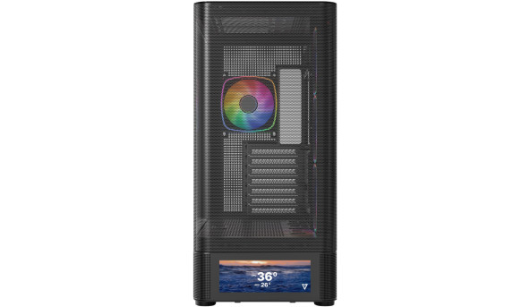 Корпус Modecom VOLCANO AQ500 ARGB MIDI FRONT LCD 6,2”, 4x120mm fans BLACK без БЖ ATX
