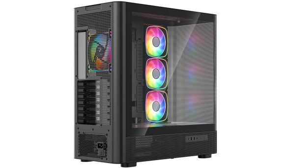 Корпус Modecom VOLCANO AQ500 ARGB MIDI FRONT LCD 6,2”, 4x120mm fans BLACK без БЖ ATX