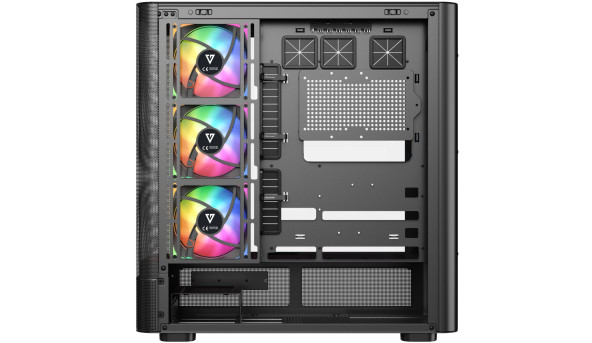 Корпус Modecom VOLCANO AQ500 ARGB MIDI FRONT LCD 6,2”, 4x120mm fans BLACK без БЖ ATX