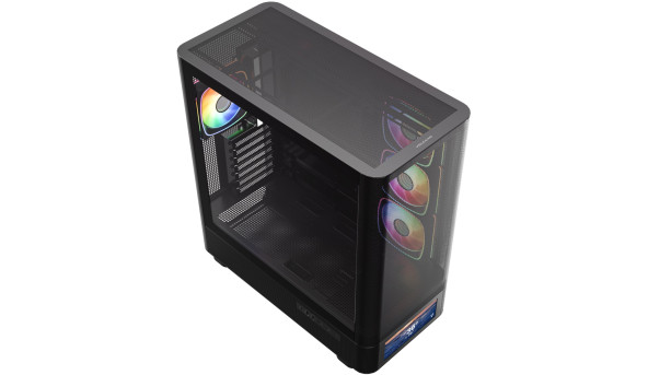 Корпус Modecom VOLCANO AQ500 ARGB MIDI FRONT LCD 6,2”, 4x120mm fans BLACK без БЖ ATX
