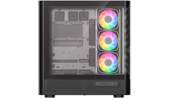 Корпус Modecom VOLCANO AQ500 ARGB MIDI FRONT LCD 6,2”, 4x120mm fans BLACK без БЖ ATX