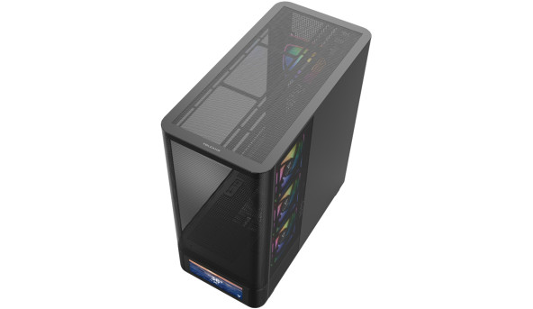 Корпус Modecom VOLCANO AQ500 ARGB MIDI FRONT LCD 6,2”, 4x120mm fans BLACK без БЖ ATX