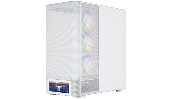 Корпус Modecom VOLCANO AQ500 ARGB MIDI FRONT LCD 6,2”, 4x120mm fans WHITE без БЖ ATX