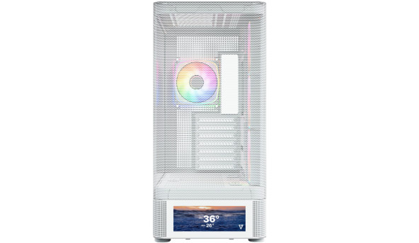 Корпус Modecom VOLCANO AQ500 ARGB MIDI FRONT LCD 6,2”, 4x120mm fans WHITE без БЖ ATX