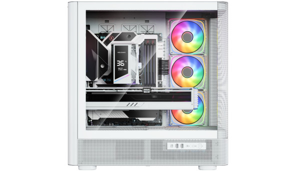 Корпус Modecom VOLCANO AQ500 ARGB MIDI FRONT LCD 6,2”, 4x120mm fans WHITE без БЖ ATX
