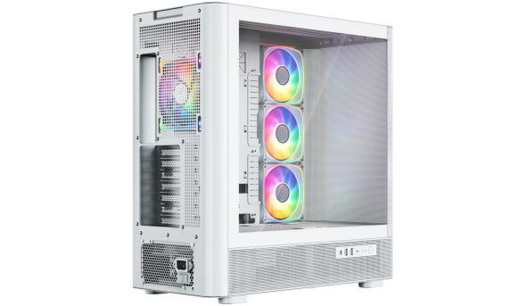 Корпус Modecom VOLCANO AQ500 ARGB MIDI FRONT LCD 6,2”, 4x120mm fans WHITE без БЖ ATX