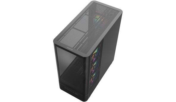 Корпус Modecom VOLCANO AQ400 ARGB MIDI SIDE LCD 6,2”, 4x120mm fans BLACK без БЖ ATX