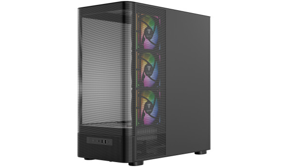Корпус Modecom VOLCANO AQ400 ARGB MIDI SIDE LCD 6,2”, 4x120mm fans BLACK без БЖ ATX