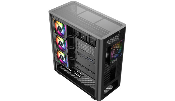 Корпус Modecom VOLCANO AQ400 ARGB MIDI SIDE LCD 6,2”, 4x120mm fans BLACK без БЖ ATX