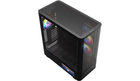 Корпус Modecom VOLCANO AQ400 ARGB MIDI SIDE LCD 6,2”, 4x120mm fans BLACK без БЖ ATX