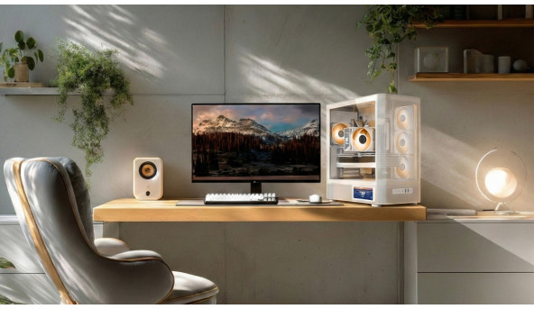 Корпус Modecom VOLCANO AQ400 ARGB MIDI SIDE LCD 6,2”, 4x120mm fans WHITE без БЖ ATX