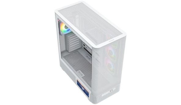 Корпус Modecom VOLCANO AQ400 ARGB MIDI SIDE LCD 6,2”, 4x120mm fans WHITE без БЖ ATX