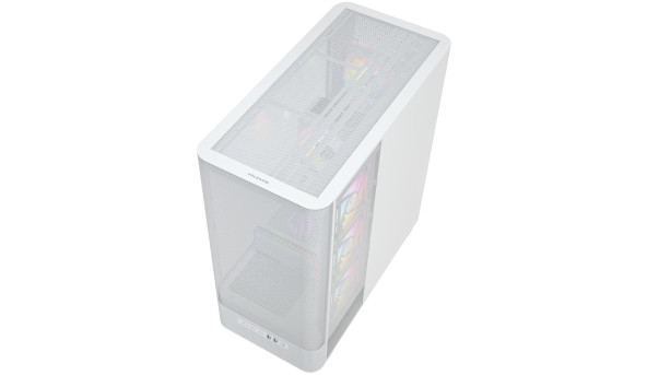 Корпус Modecom VOLCANO AQ400 ARGB MIDI SIDE LCD 6,2”, 4x120mm fans WHITE без БЖ ATX