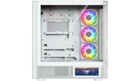 Корпус Modecom VOLCANO AQ400 ARGB MIDI SIDE LCD 6,2”, 4x120mm fans WHITE без БЖ ATX
