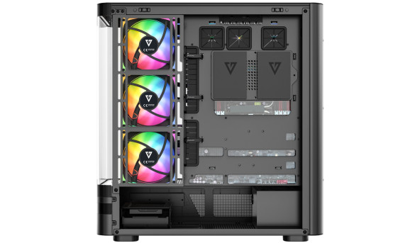 Корпус Modecom VOLCANO AQ200 ARGB MIDI FRONT LCD, 4x120mm fans BLACK без БЖ ATX