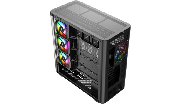 Корпус Modecom VOLCANO AQ200 ARGB MIDI FRONT LCD, 4x120mm fans BLACK без БЖ ATX