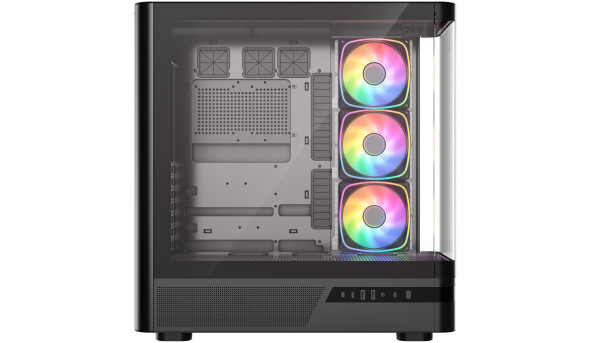 Корпус Modecom VOLCANO AQ200 ARGB MIDI FRONT LCD, 4x120mm fans BLACK без БЖ ATX