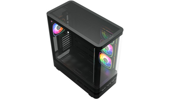 Корпус Modecom VOLCANO AQ200 ARGB MIDI FRONT LCD, 4x120mm fans BLACK без БЖ ATX