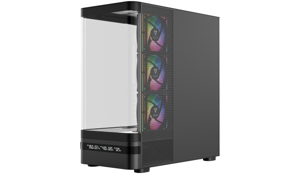 Корпус Modecom VOLCANO AQ200 ARGB MIDI FRONT LCD, 4x120mm fans BLACK без БЖ ATX