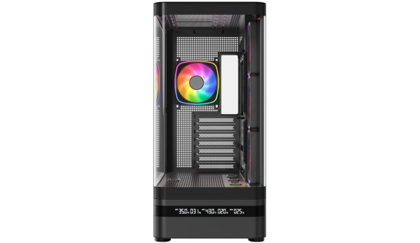 Корпус Modecom VOLCANO AQ200 ARGB MIDI FRONT LCD, 4x120mm fans BLACK без БЖ ATX