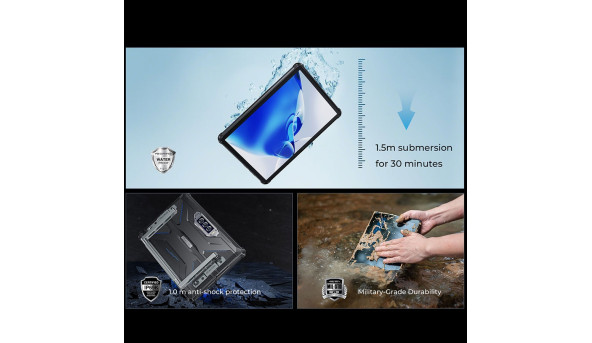 Планшет Oukitel RT7 5G 10.1" FHD+ /12GB/512GB/ Dimensity7050 /32000mAh/ 48+32Мп /IP69K/NFC/LTE Blue