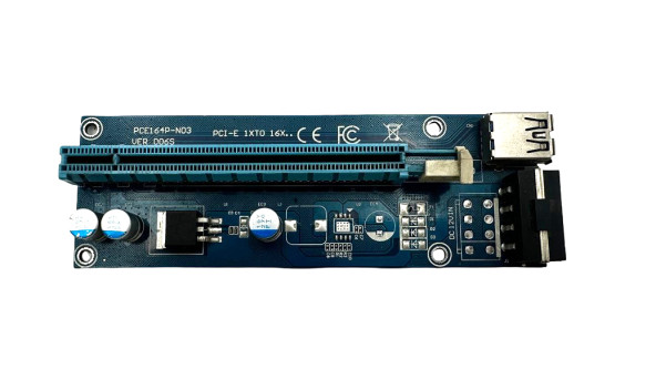 Плата райзер угловой  PCI-E to PCIe PCI Express 1x to 16x  PCIE 164P-N03 ver 006S Б/У