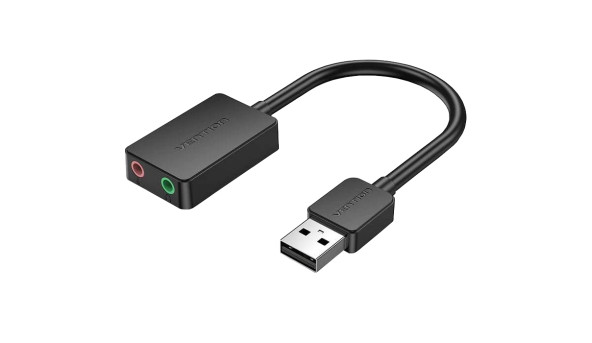 Звукова карта USB AUX jack, 2*TRRS (Mic + Ear) 1м Vention чорна