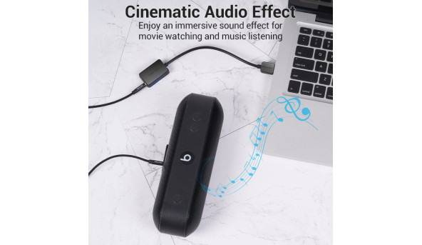 Звукова карта USB AUX jack, 2*TRRS (Mic + Ear) 1м Vention чорна