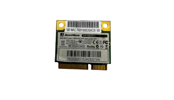 Wi-Fi+BT-модуль, знятий з ноутбука Asus N53 AzureWave AW-NB037H 802.15 BT 150 Мбіт/с, 2,4 GHz Б/В