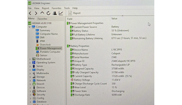 Батарея акумулятор для ноутбука Lenovo Chromebook 100e L19M3PF8 11.58V 3255mAh 37.5Wh Б/В - 15% зносу