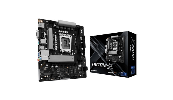 AsRock H810M-X (1851/H810, 2*DDR5, PCIex16, HDMI/DP/VGA, 4xSATA, M.2, 2.5Glan, 7.1ch, mATX)