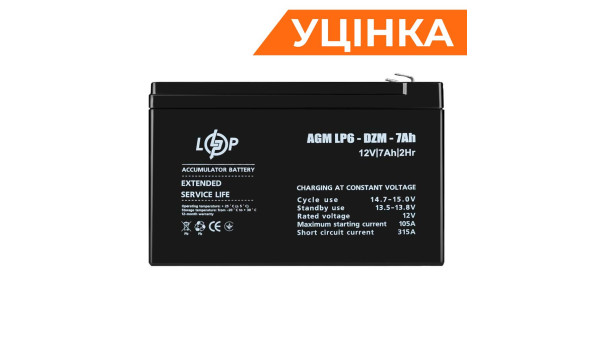 Тяговый свинцово-кислотный AGM аккумулятор LP 6-DZM-7 Ah Уценка 11.2024