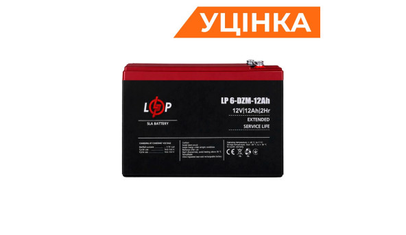 Тяговый свинцово-кислотный AGM аккумулятор LP 6-DZM-12 Ah - под Болт М5 Уценка 04.2025