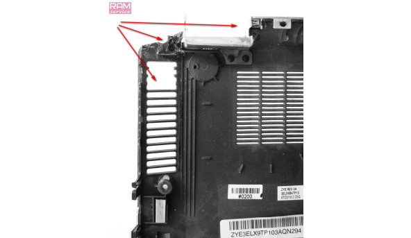 Нижня частина корпуса, для ноутбука, HP Pavilion DV7-4131SA, 17.3", ZYE3ELX9TP, Б/В, Є подряпини та потертості Є пошкодження (фото) - 68400